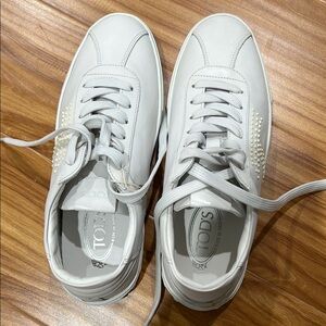 Tod's White Leather Lace-Up Sneakers